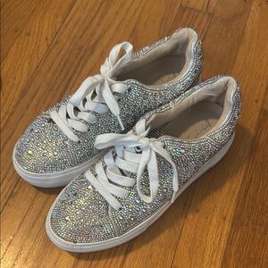 Betsey Johnson Bedazzled Silver Women's Sneaker